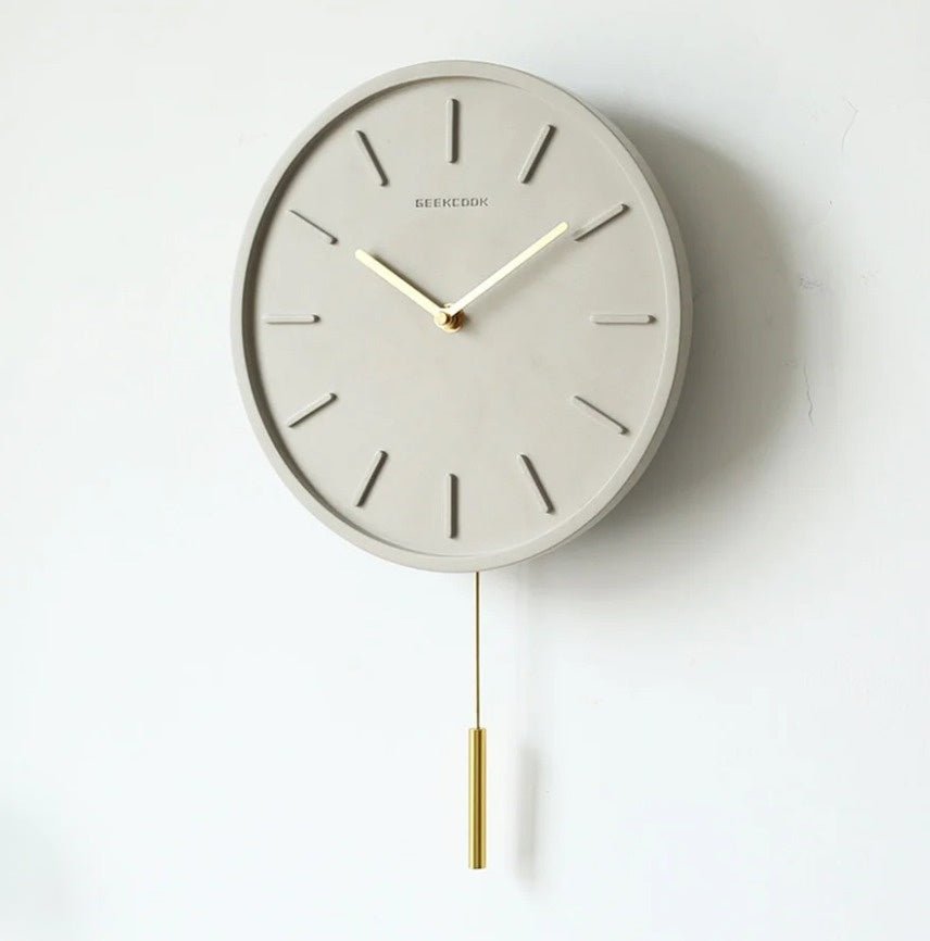Cement Wall Clock with Metal Pendulum - Tundra