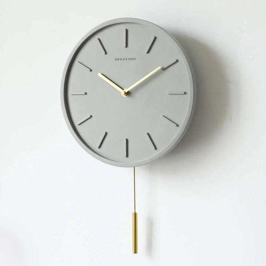 Cement Wall Clock with Metal Pendulum - Tundra