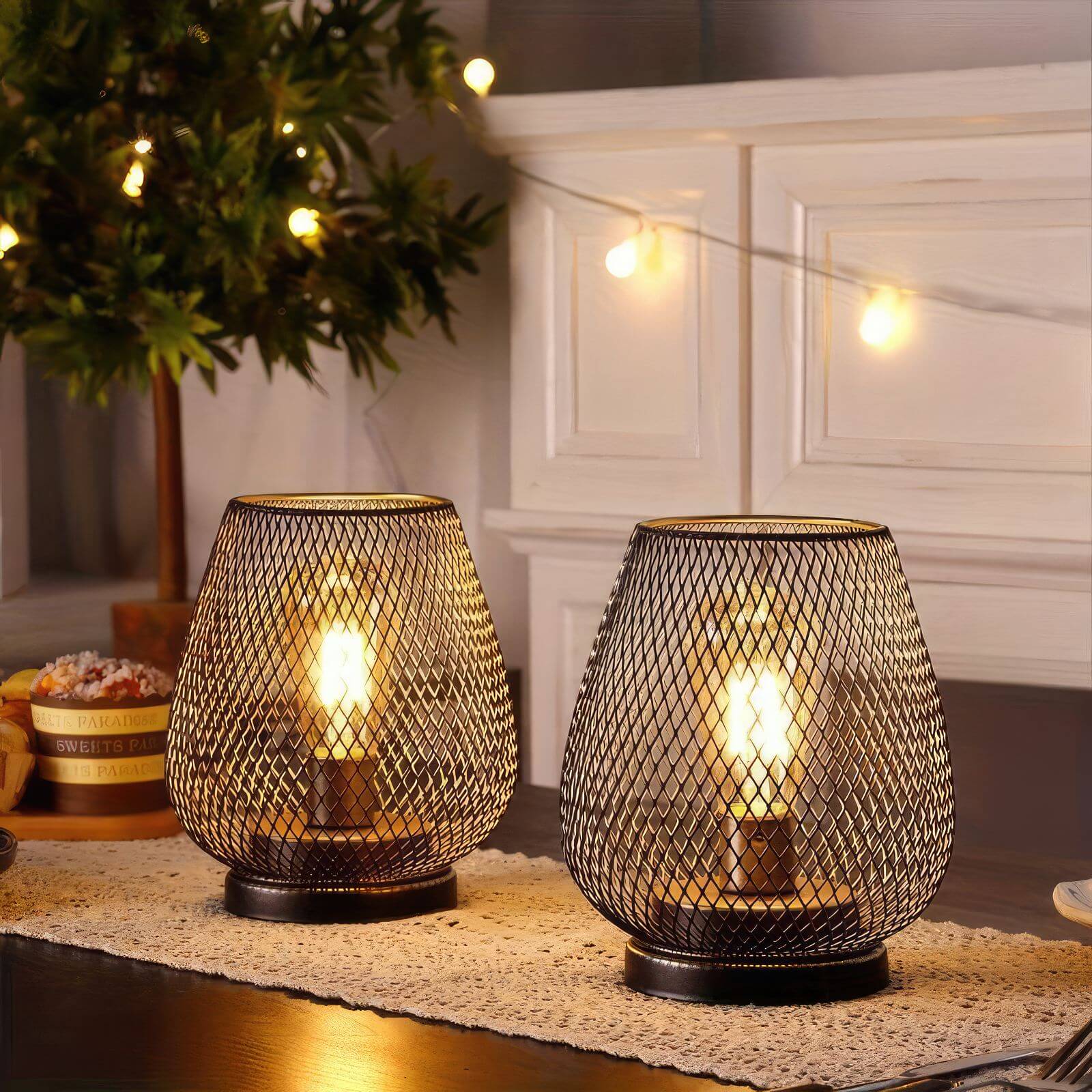 RusticMesh Table Lamp Set – Industrial Style and Atmospheric Lighting