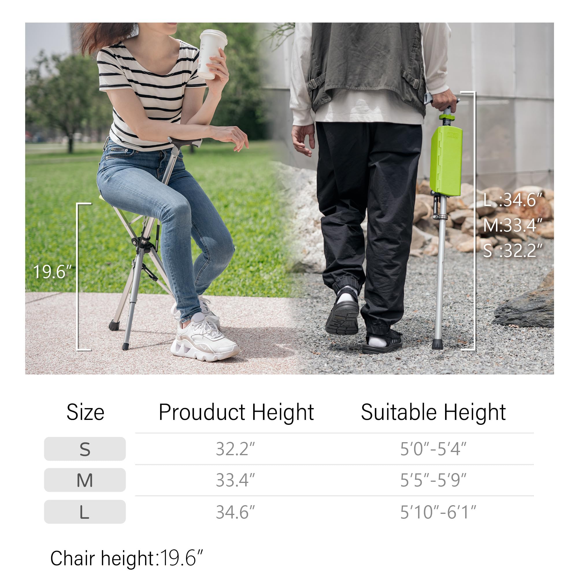 CrutchSeat - Foldable Stool for Comfort - Light and Portable