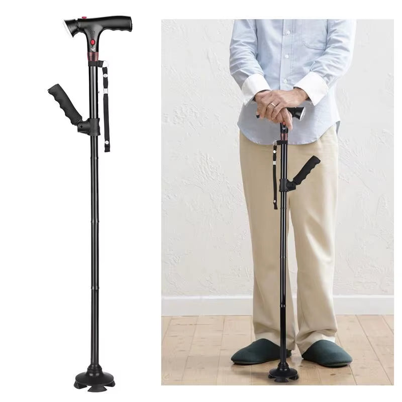Foldable Walking Stick with LED Light - Safe & Compact