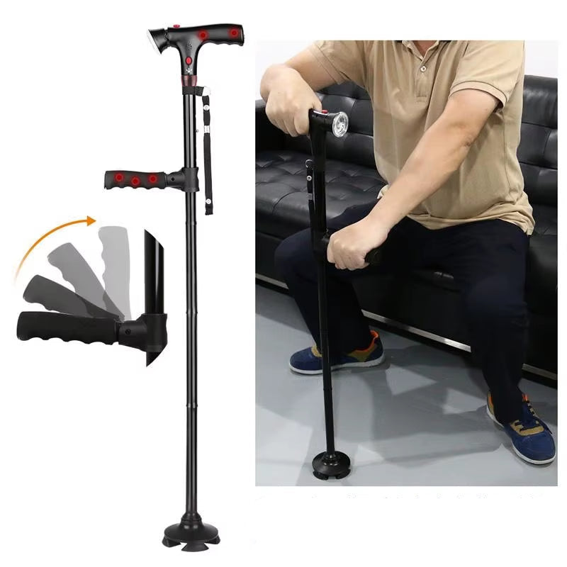 Foldable Walking Stick with LED Light - Safe & Compact