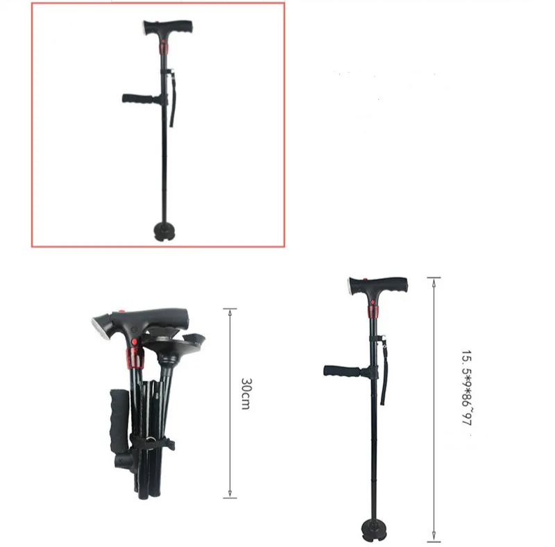 Foldable Walking Stick with LED Light - Safe & Compact