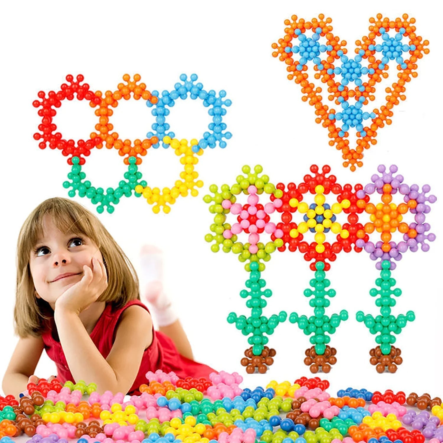 Creative Snowflake Building Blocks for Children – Fosters Imagination & Motor Skills