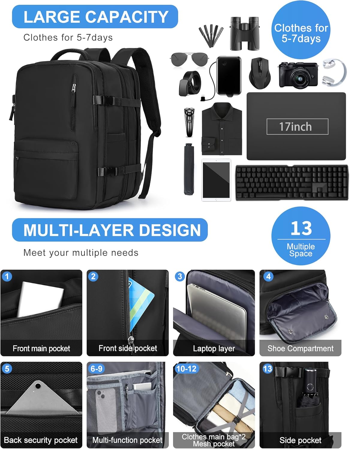 Multi-compartment Laptop Bag with Adjustable Shoulder Strap