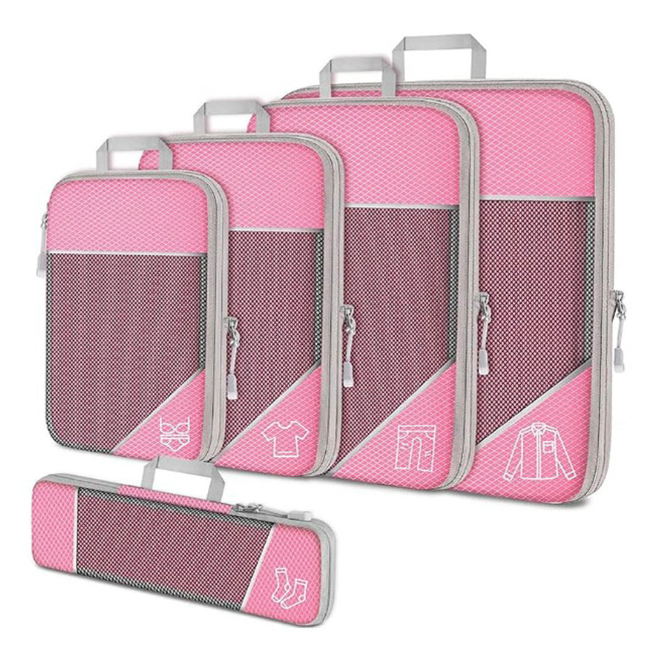 Compression Travel Organisers | Smart Packing Solution | Space-Saving Travel Cubes | Perfect for Holidays & Business Trips | 5-Piece Set | Lightweight & Durable | Maximum Space Saving | Adventurous Travel Companions