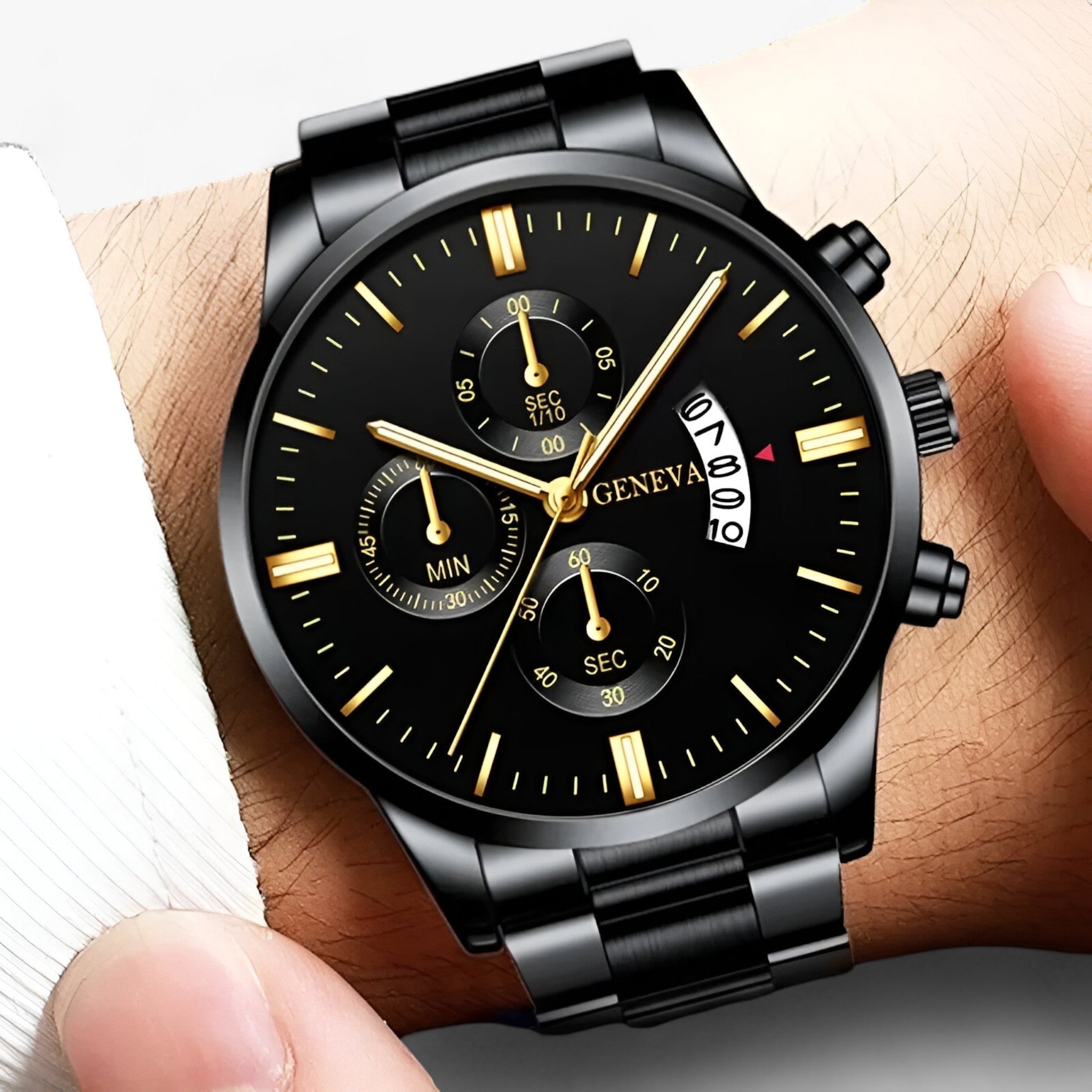 Luxury Black Quartz Watch for Men - Caspian