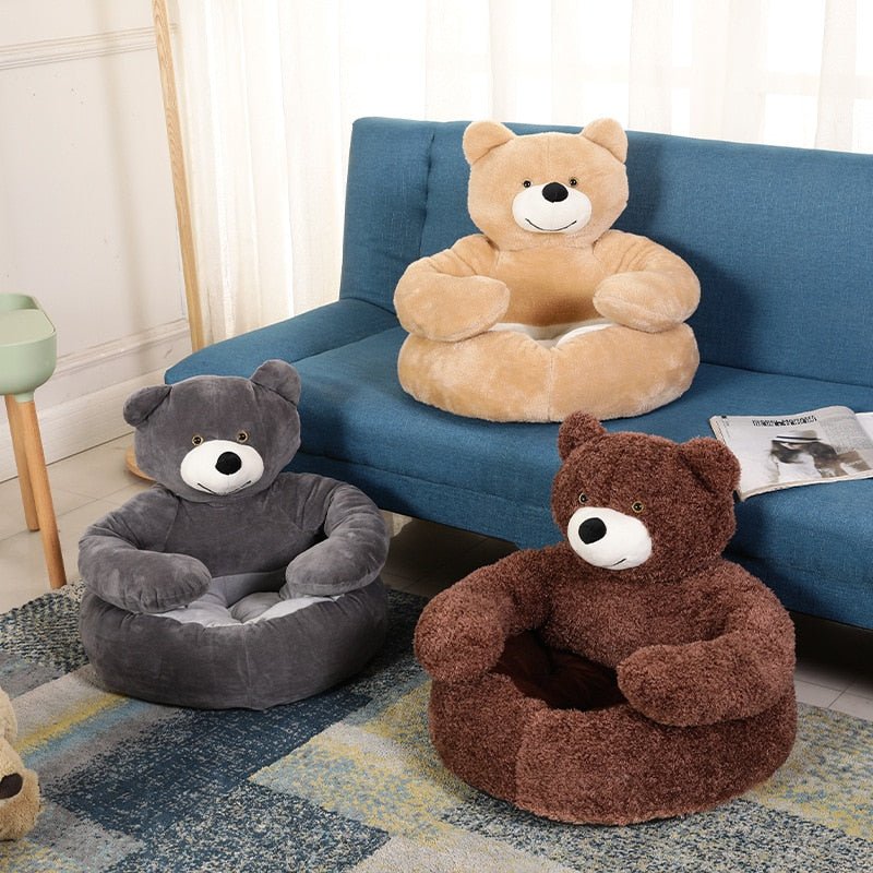 Fluffy Teddy Bear Pet Bed | Comfort & Safety