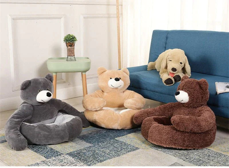 Fluffy Teddy Bear Pet Bed | Comfort & Safety