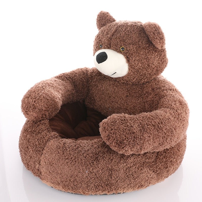 Fluffy Teddy Bear Pet Bed | Comfort & Safety