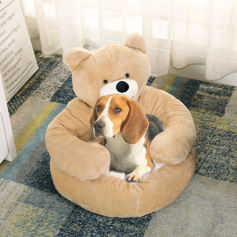 Fluffy Teddy Bear Pet Bed | Comfort & Safety