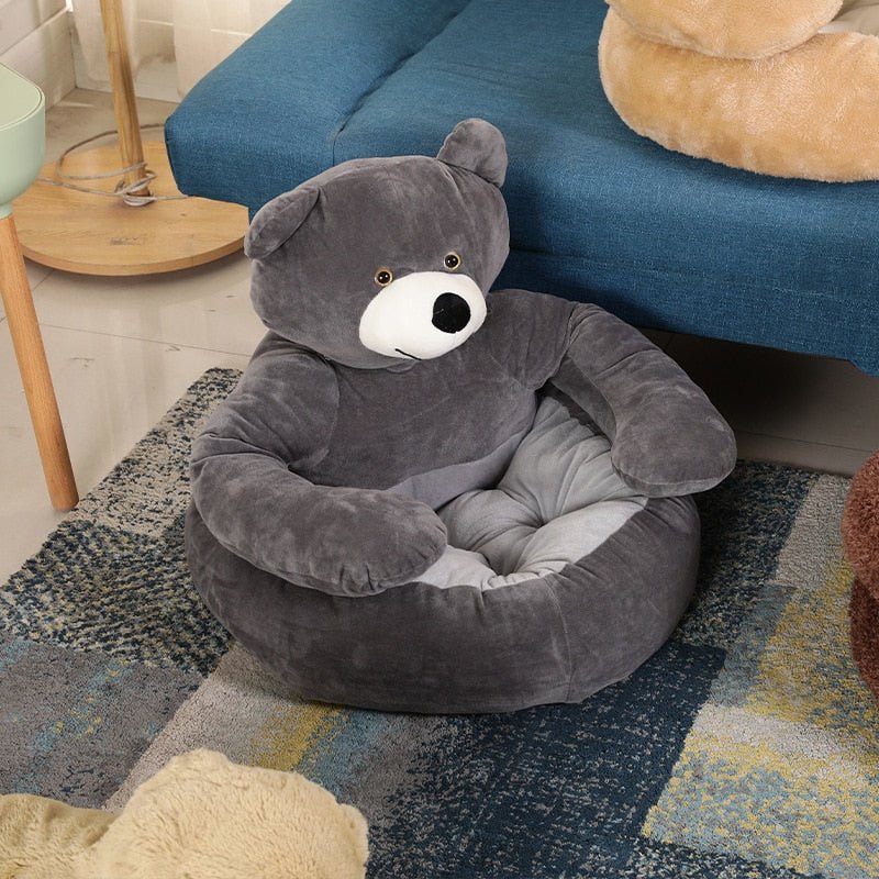 Fluffy Teddy Bear Pet Bed | Comfort & Safety