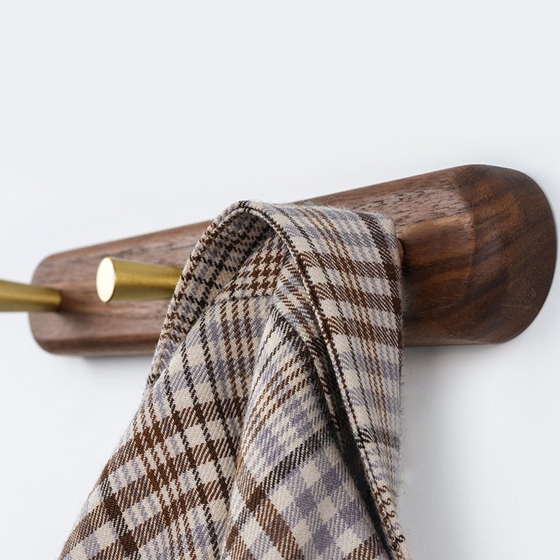 Wooden Wall Coat Rack with Brass Hooks - LignaHook