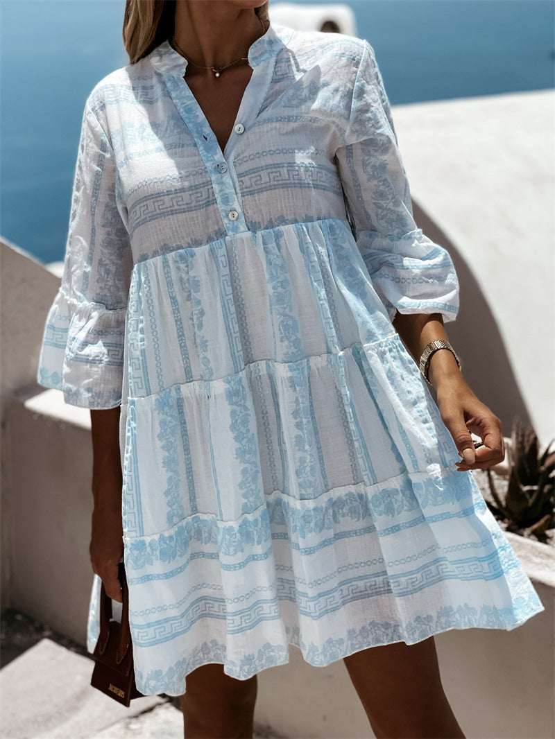 Sandsberg - Greek Grace, Elegant Boho Dress with Intertwined Geometric Patterns