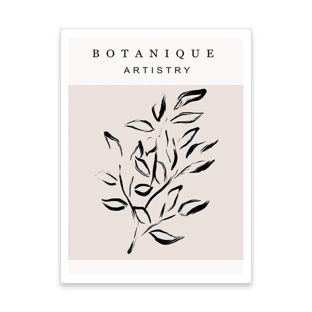 Boho Botanical Leaves Canvas - Abstract Wall Decoration