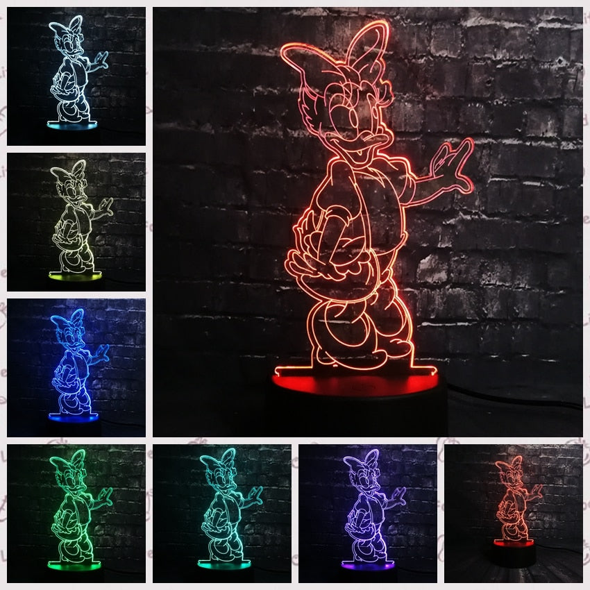 ToonLuxe 3D Night Light | Vibrant Mickey & Minnie LED bedroom lamp with remote control