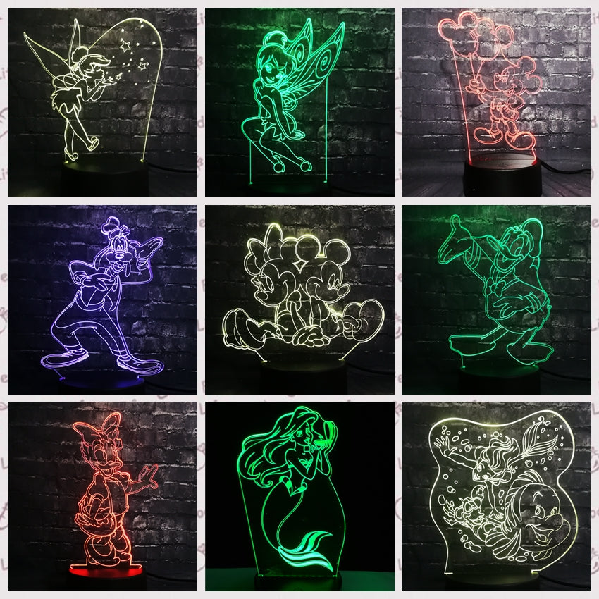 ToonLuxe 3D Night Light | Vibrant Mickey & Minnie LED bedroom lamp with remote control