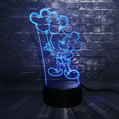 ToonLuxe 3D Night Light | Vibrant Mickey & Minnie LED bedroom lamp with remote control