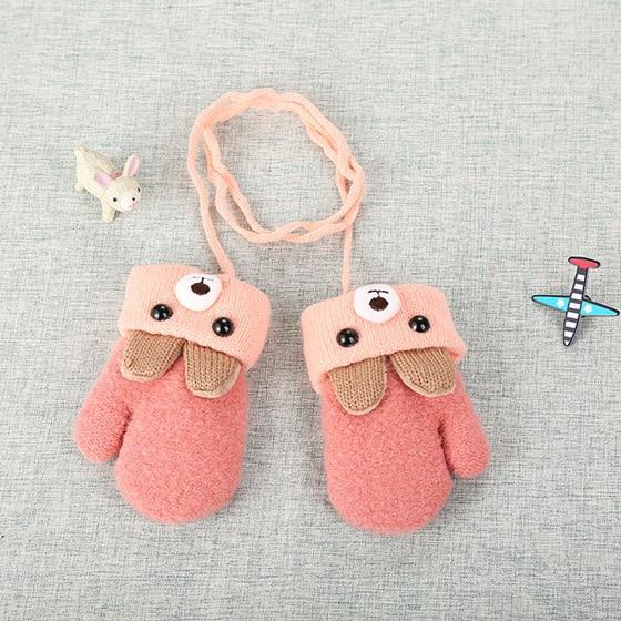 Fleece-Lined Children's Mittens with Bunny Motif & Cord – Buy 1 Get 1 Free – Ages 0–4