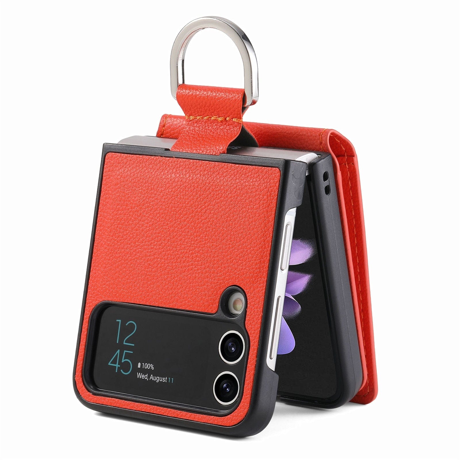 Samsung Z Flip 4 / Flip 3 Case | Leather Wallet Card Holder Ring Holder Stand