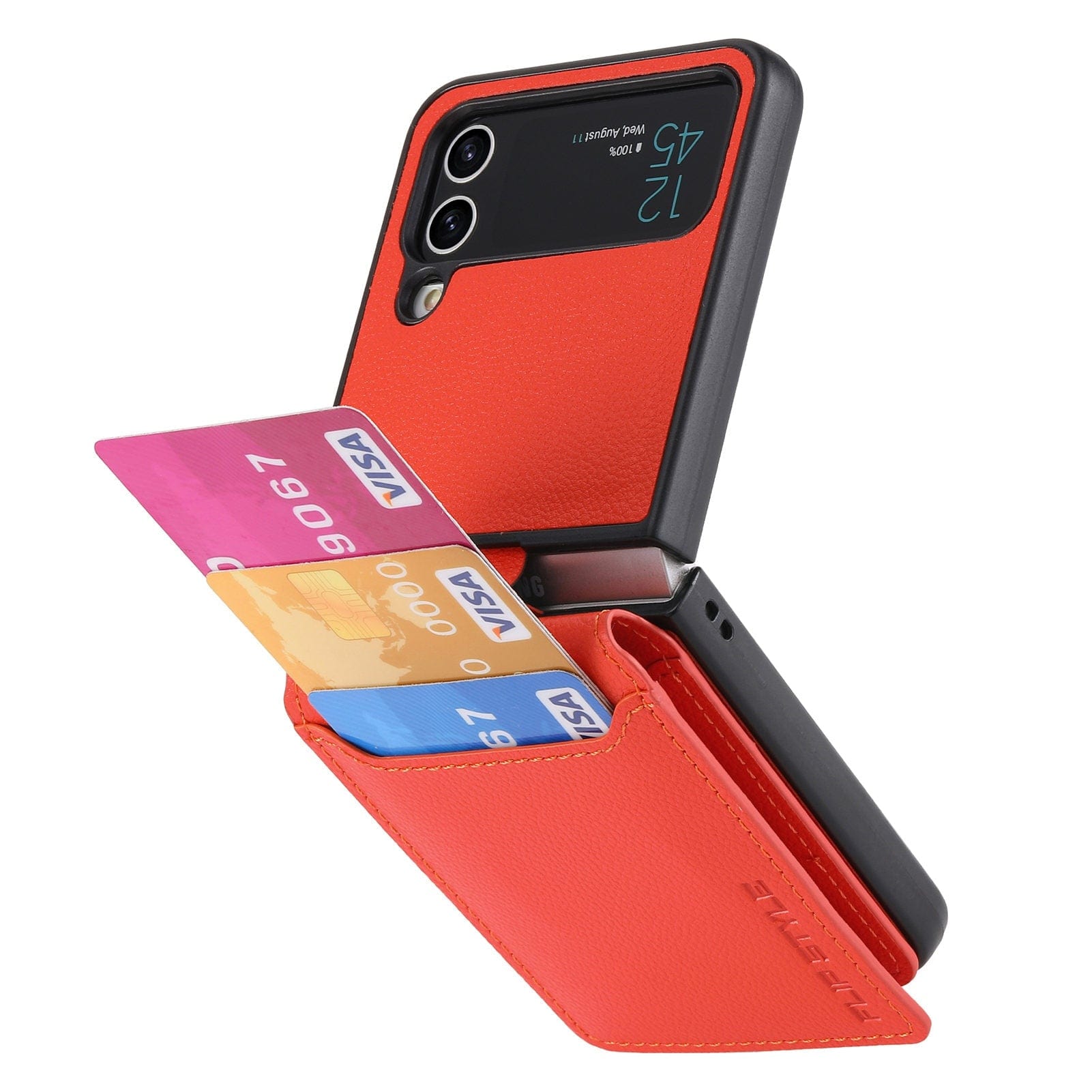 Samsung Z Flip 4 / Flip 3 Case | Leather Wallet Card Holder Ring Holder Stand