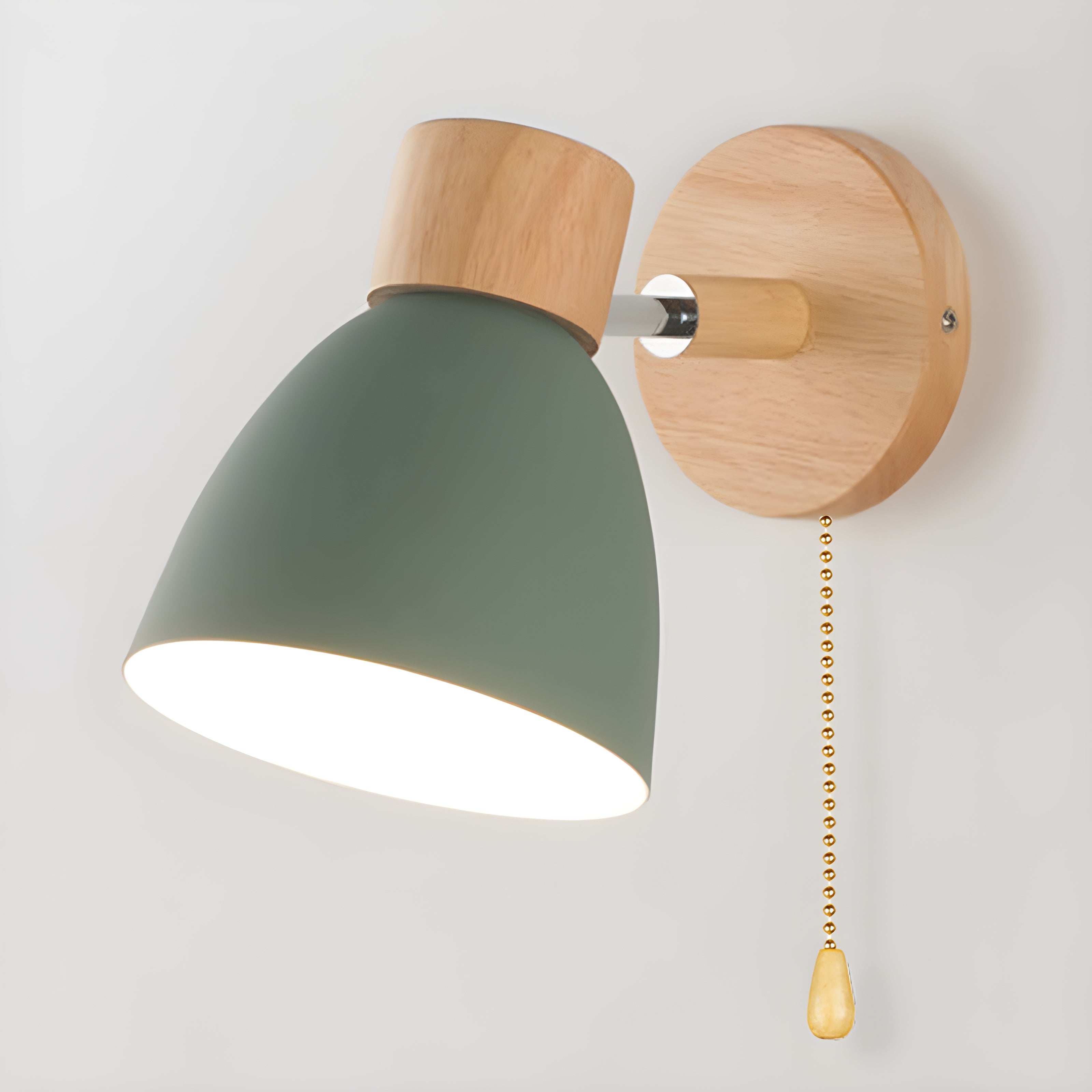 Wood Nordic Wall Lamp with Switch for the Bedroom
