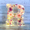 LumiFlair Floral Initial Night Lamp | Custom Resin Letter Light with Soft LED Glow