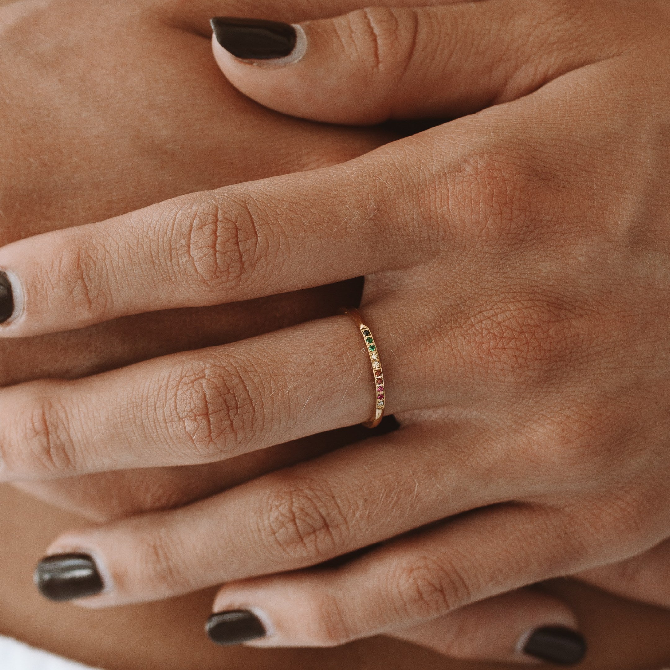 Golden Ring with Colourful Stones – Solene