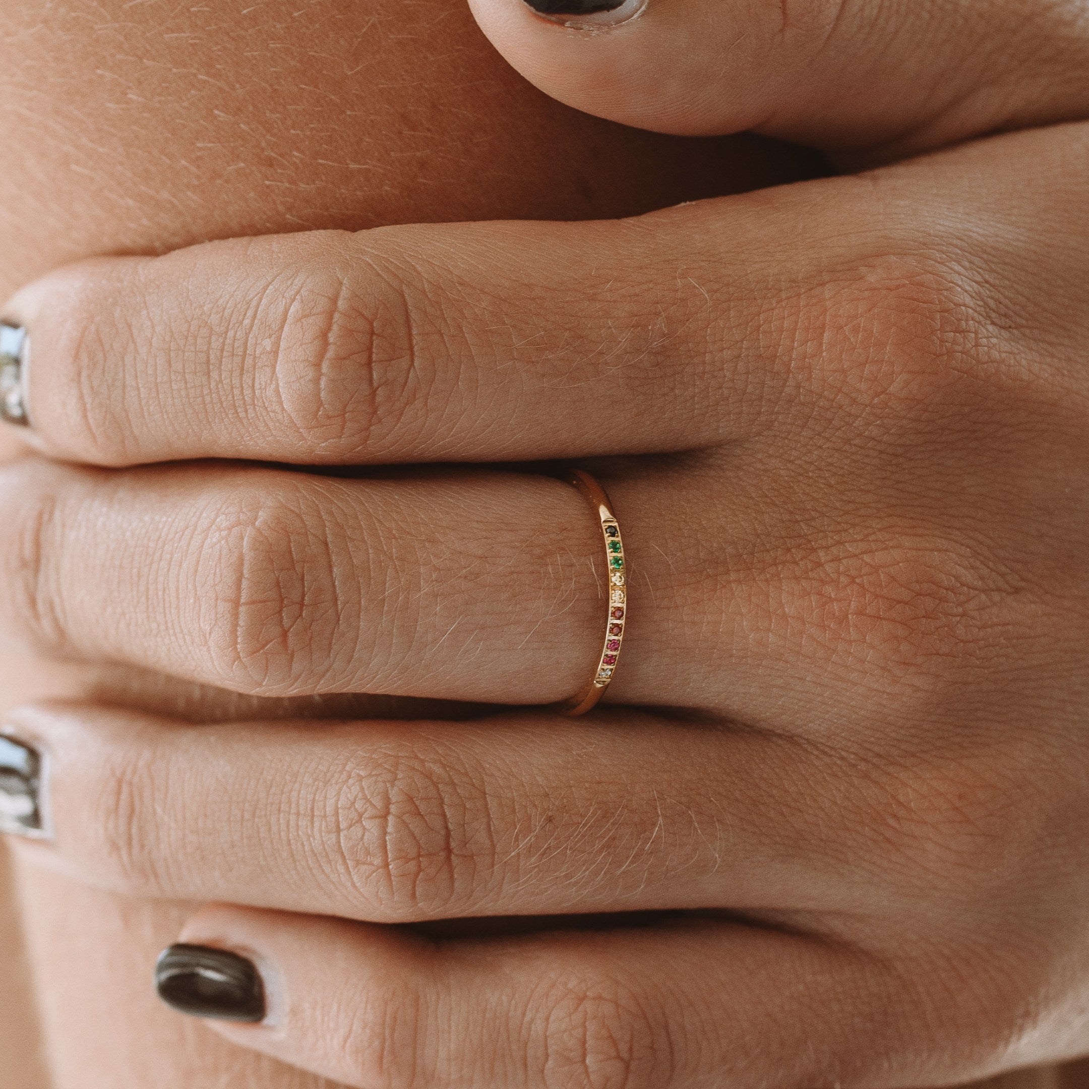 Golden Ring with Colourful Stones – Solene