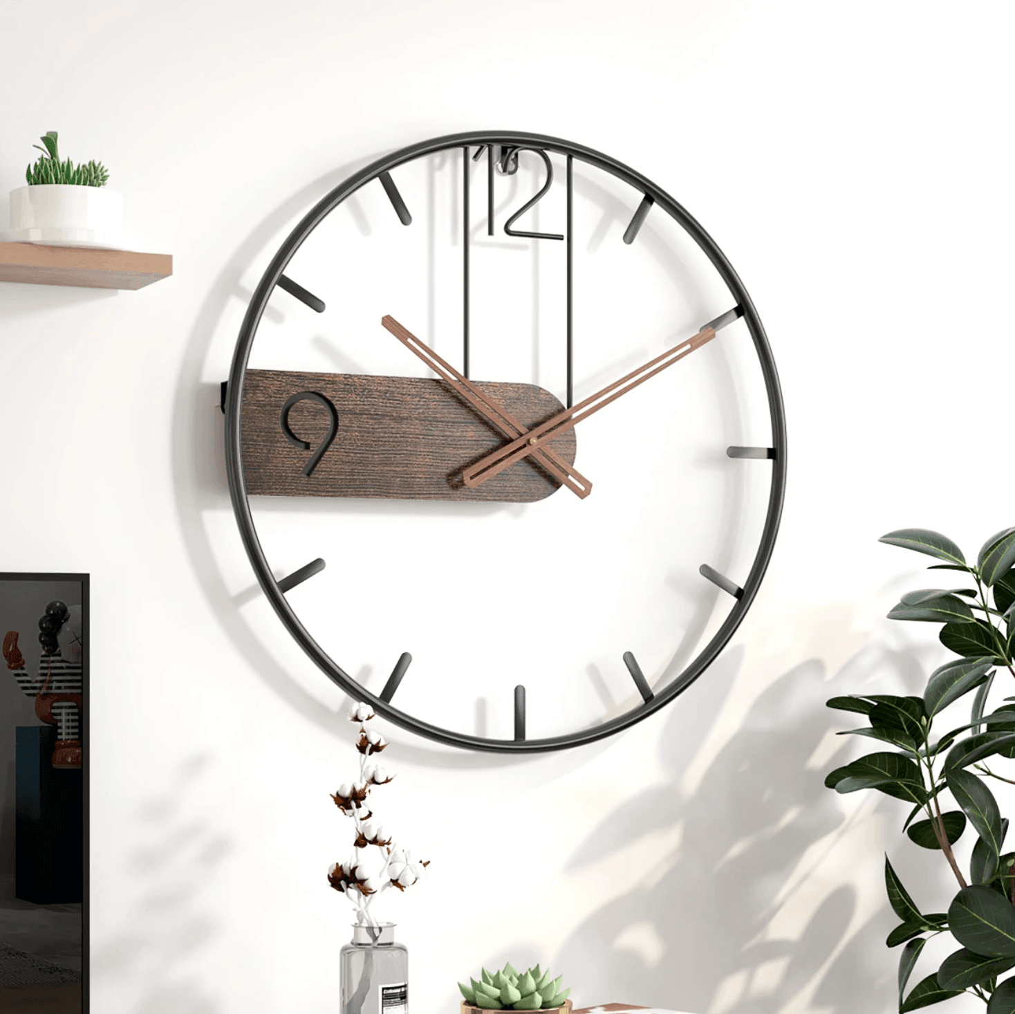 FusionClock | Modern Round Large Iron Wall Clock