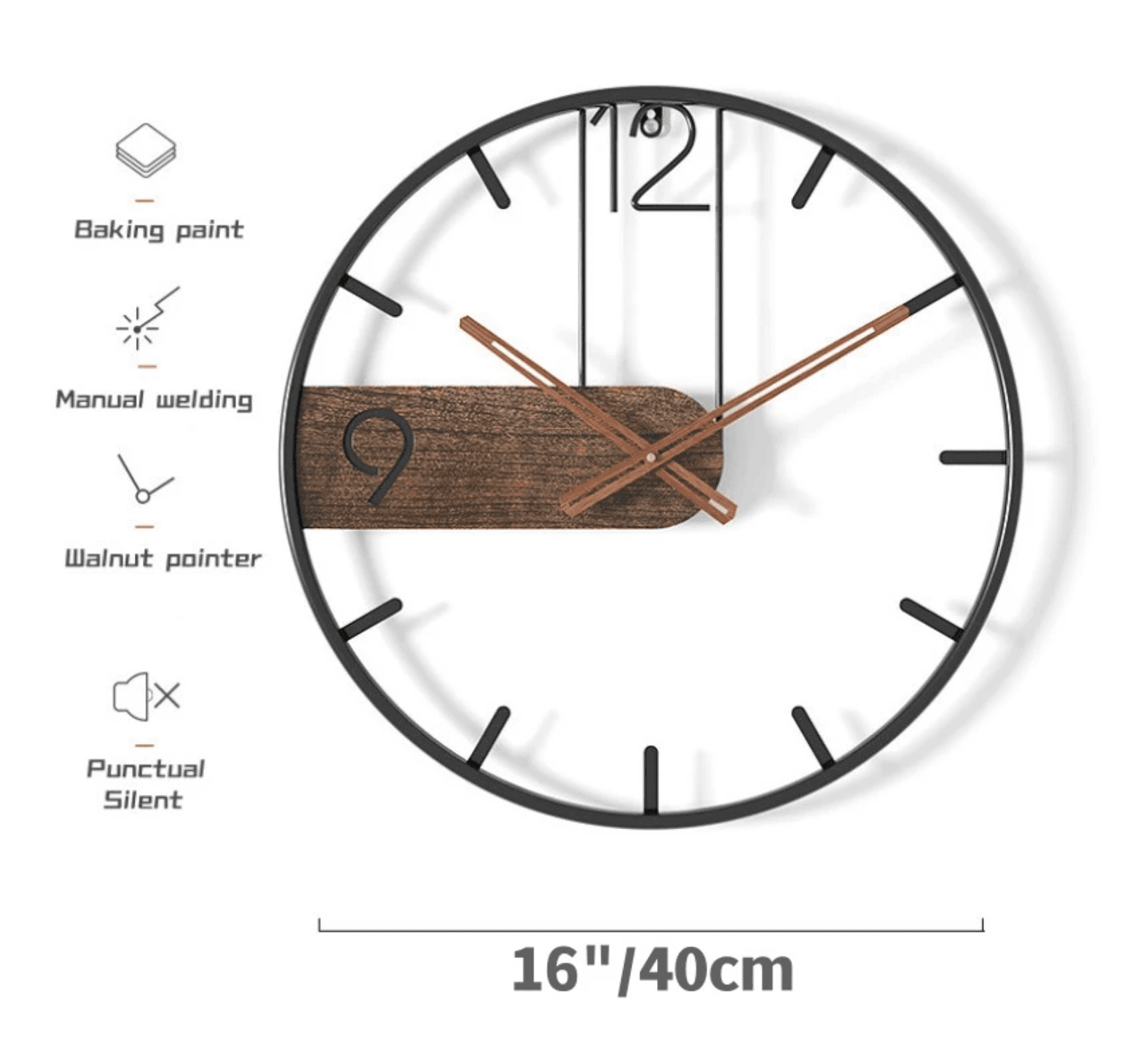 FusionClock | Modern Round Large Iron Wall Clock