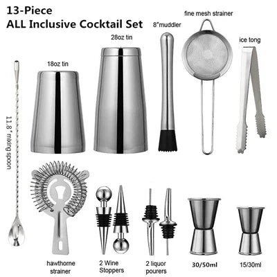 MixPro Cocktail Shaker Set Stainless Steel - Professional Bar Tools 8-Piece