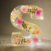LumiFlair Floral Initial Night Lamp | Custom Resin Letter Light with Soft LED Glow