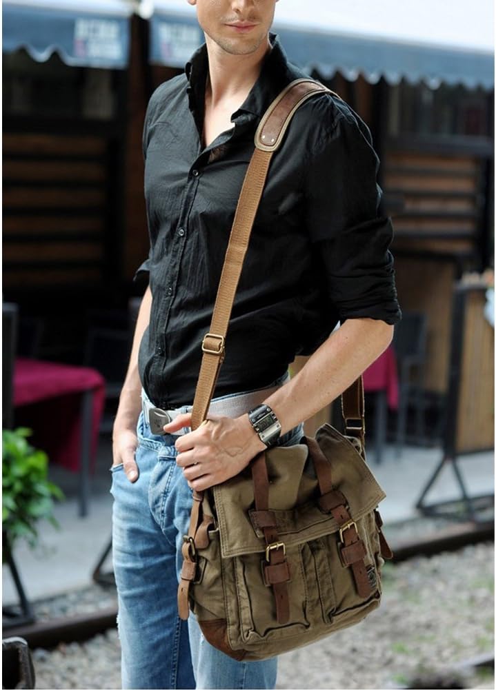 Shoulder Bag for Men - Canvas - Laptop Compartments