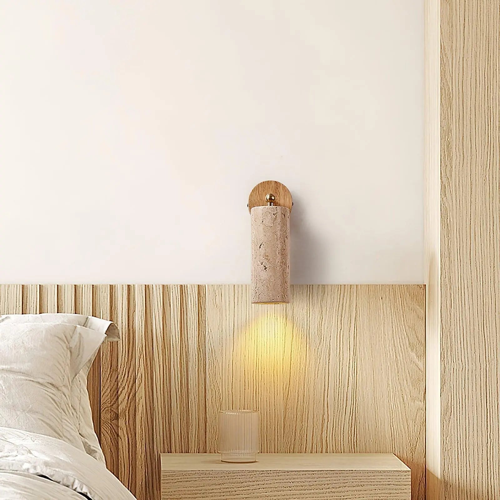 Lâit Wall Lamp – Luxe Design with Wooden and Travertine Details