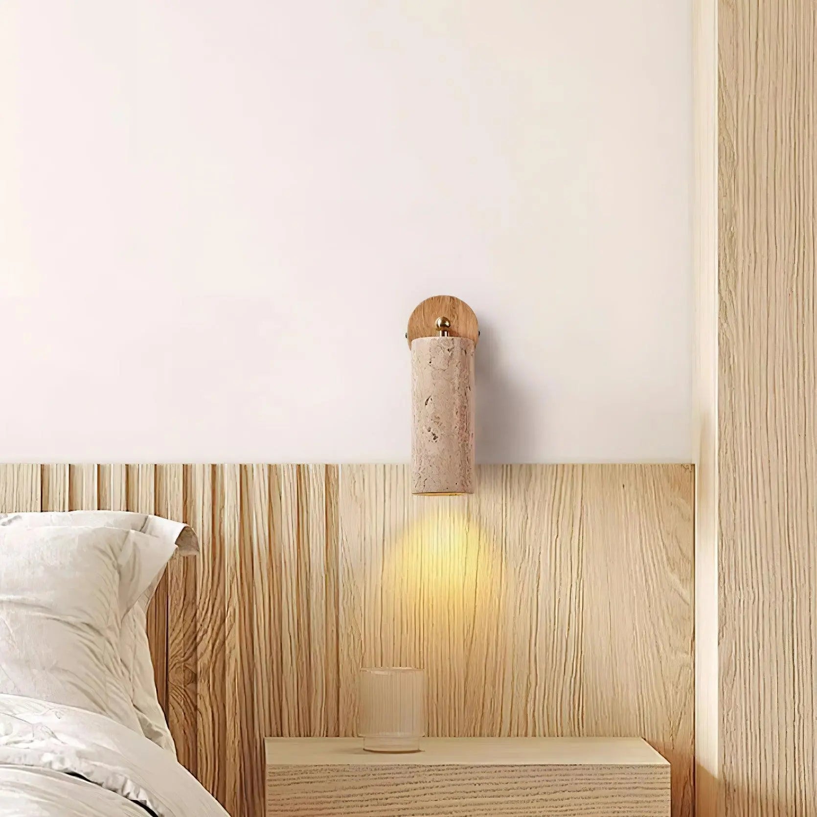 Lâit Wall Lamp – Luxe Design with Wooden and Travertine Details