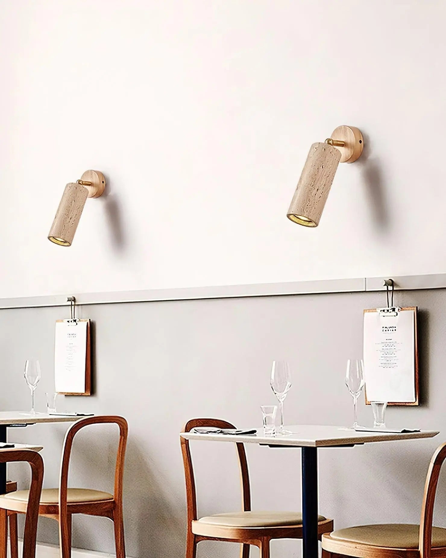 Lâit Wall Lamp – Luxe Design with Wooden and Travertine Details