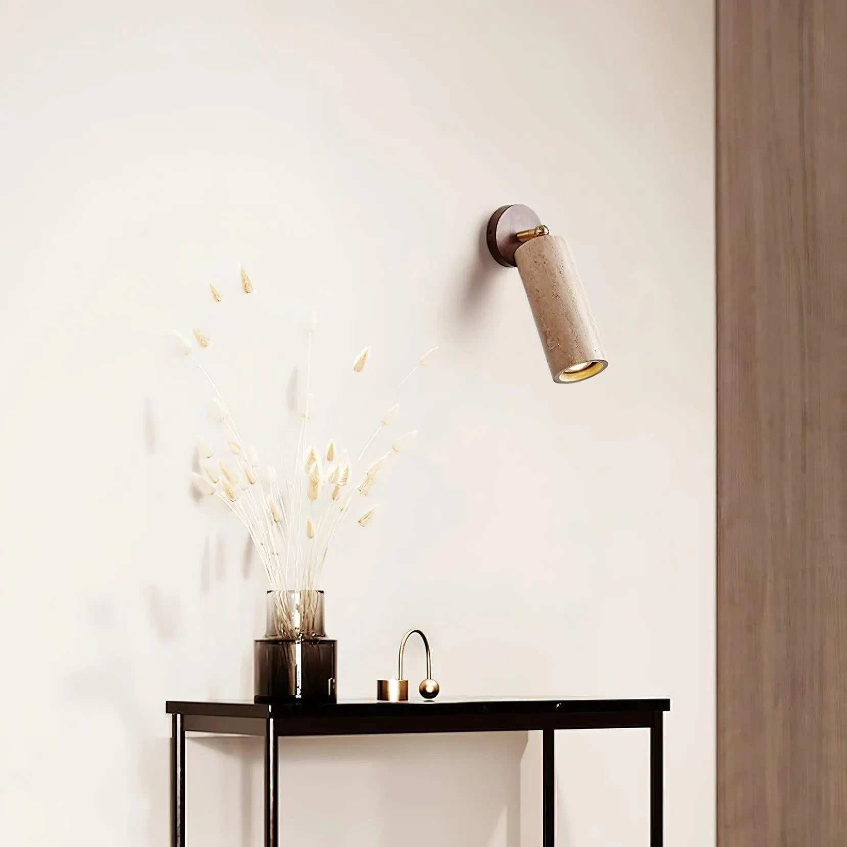 Lâit Wall Lamp – Luxe Design with Wooden and Travertine Details