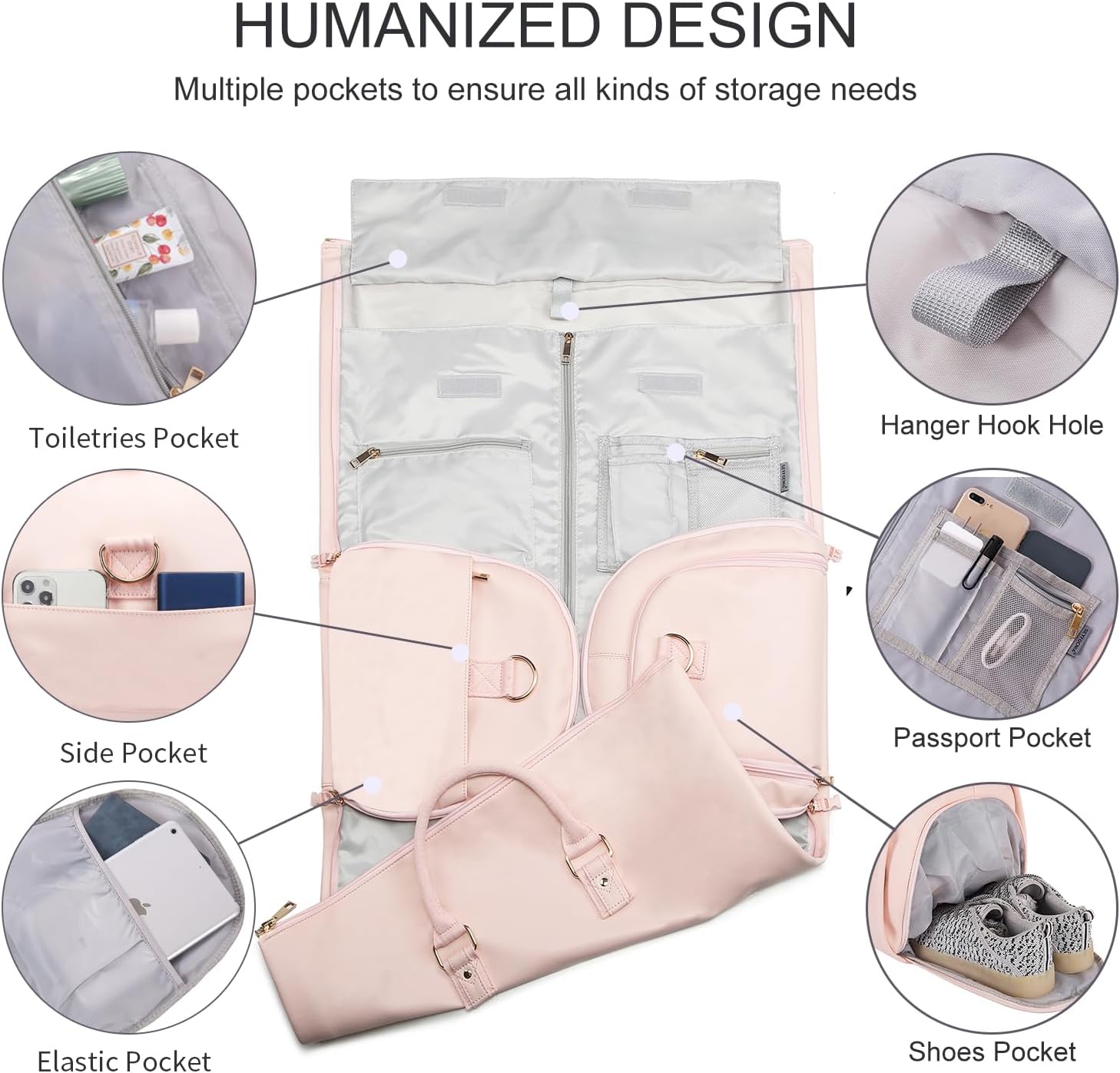 Convertible PU Leather Garment Duffel – Carry-On Weekender Travel Bag