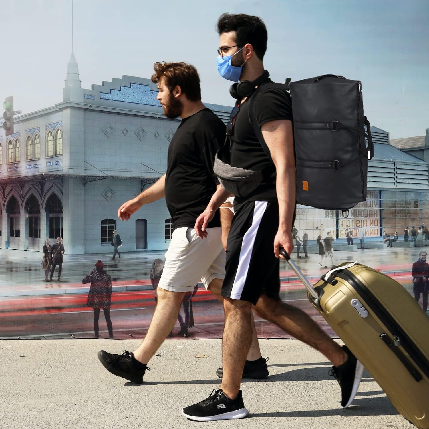 Convertible PU Leather Garment Duffel – Carry-On Weekender Travel Bag