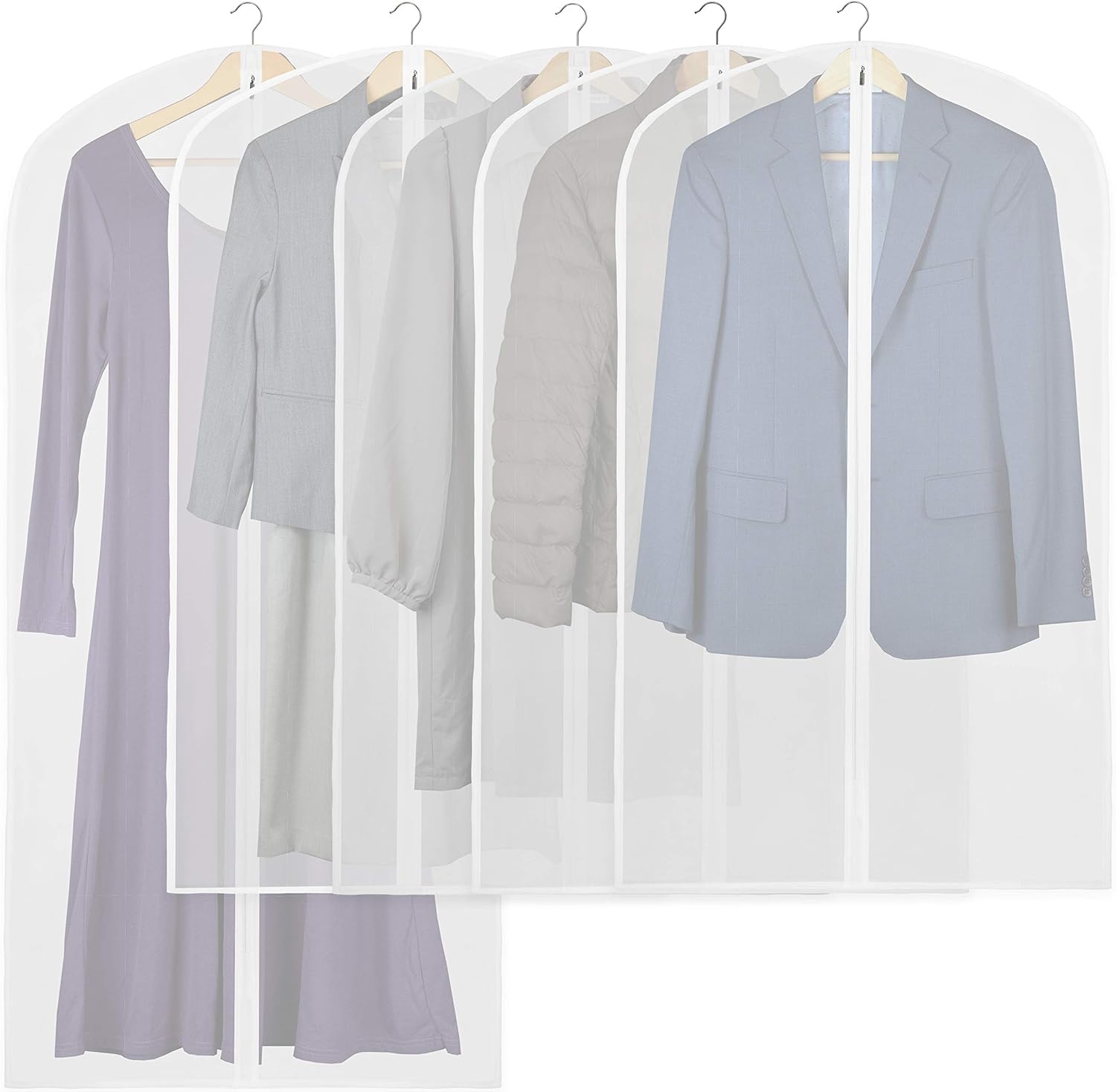 Clear Full-Length Garment Bags – 10 Pack Suit and Dress Storage Bags (Buy 1, Get 1 FREE)