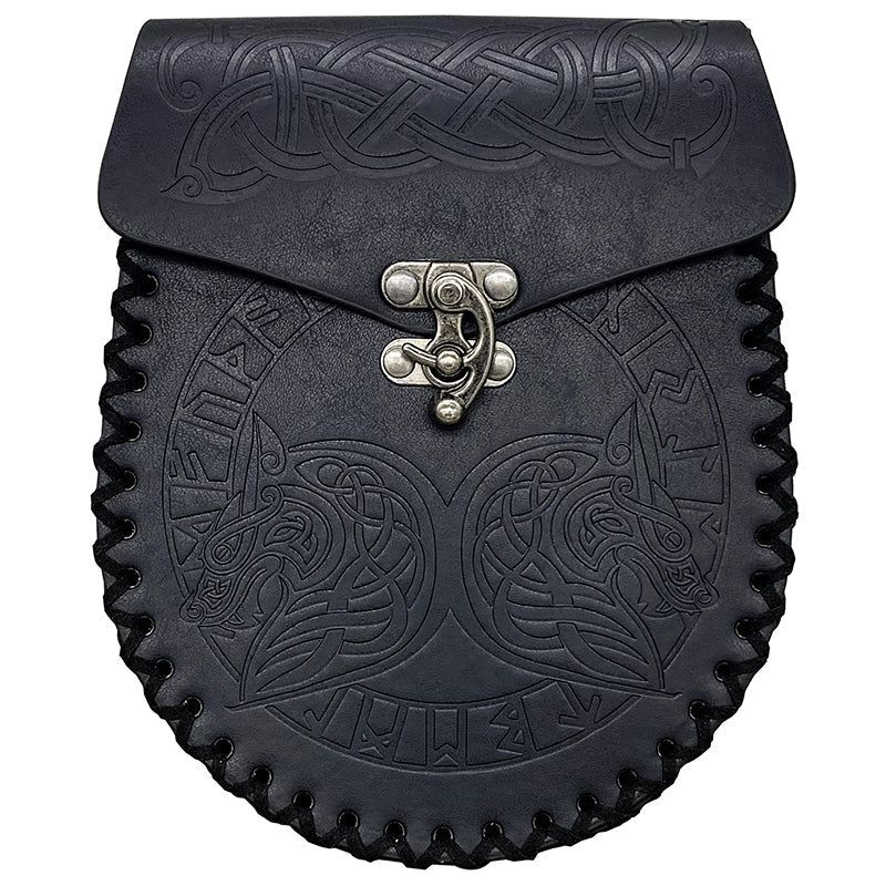 medieval Nordic belt pouch made of embossed leather