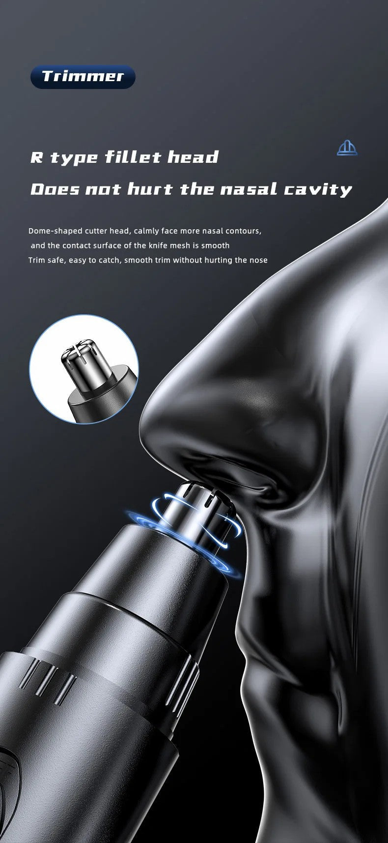 Nose & Ear Hair Trimmer - Pain-Free & Rechargeable
