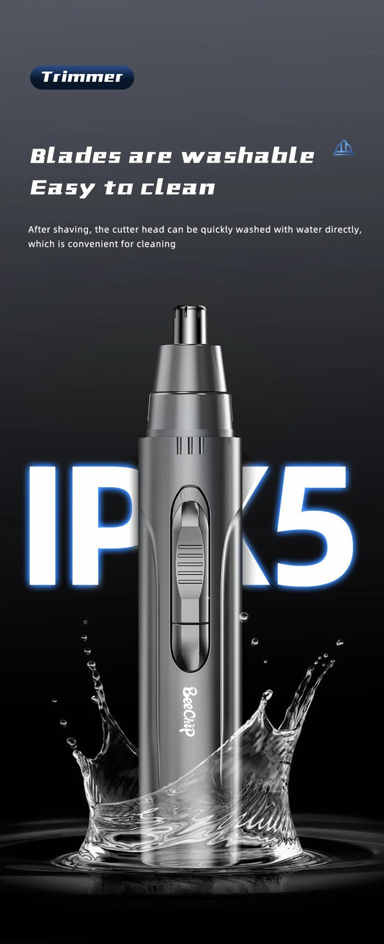 Nose & Ear Hair Trimmer - Pain-Free & Rechargeable