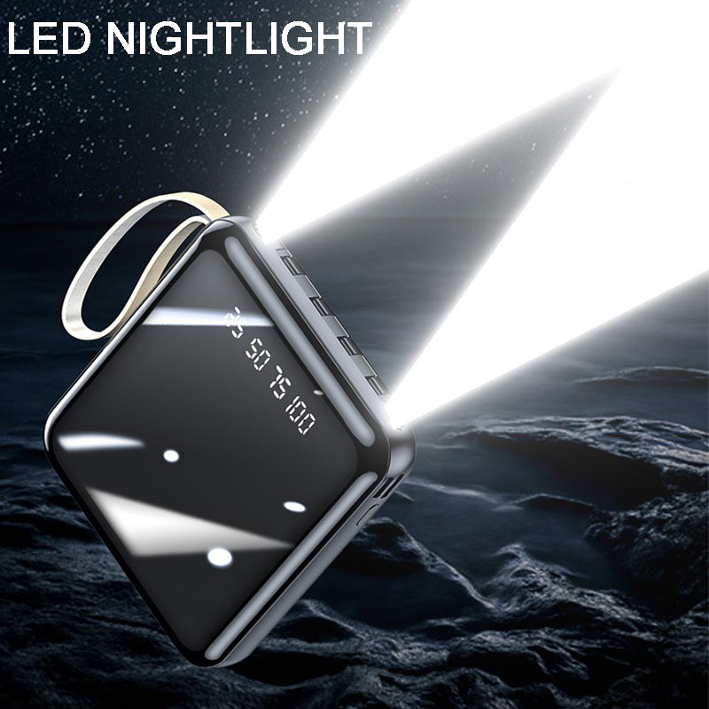 Fast Charge 20000mAh Mini Power Bank with Integrated Cables