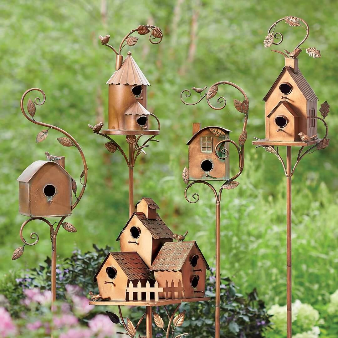 Metal Garden Birdhouse Stake | Unique Decor | Durable Metal