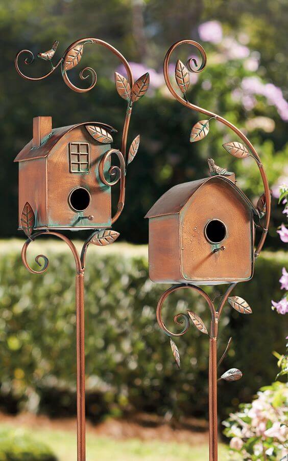Metal Garden Birdhouse Stake | Unique Decor | Durable Metal