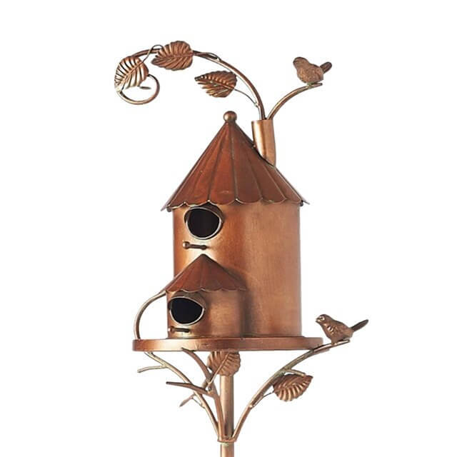 Metal Garden Birdhouse Stake | Unique Decor | Durable Metal