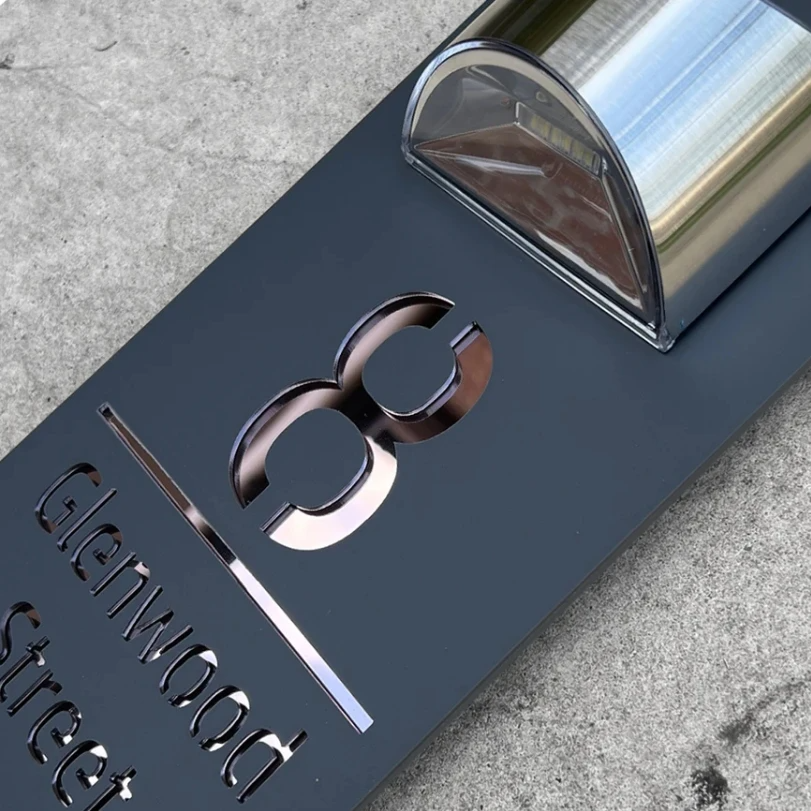 Solar House Number Sign - Stylish Solar-Powered Lighting