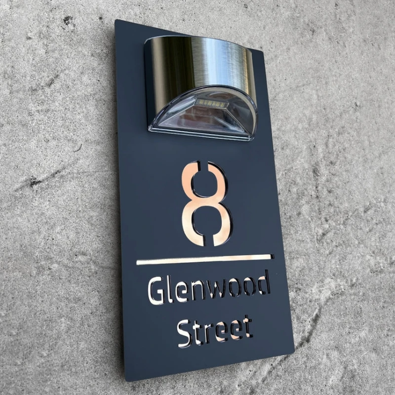 Solar House Number Sign - Stylish Solar-Powered Lighting